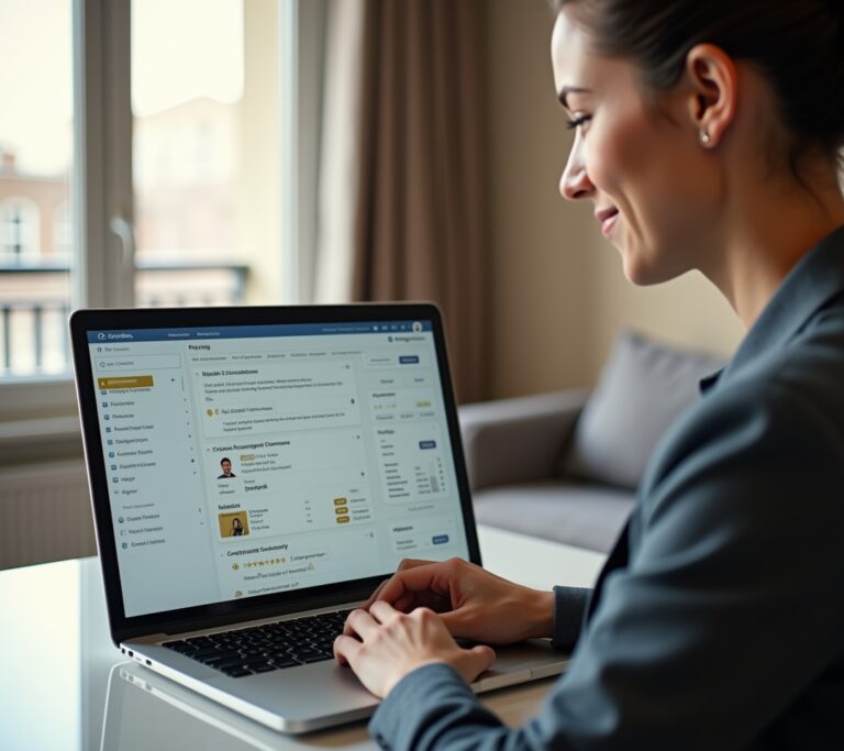 Host managing multiple short-term rental listings on a laptop, no text, no logos, no readable UI, no brand names